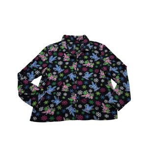 It's Happy Bunny Pajama‎ Set Black Fleece Jim Benton Y2K Snowflake Loungewear XL